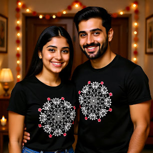 White Rangoli with hibiscus  T-Shirt
