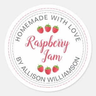 White Raspberry Homemade With Love Jam  Classic Round Sticker