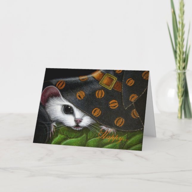 WHITE RAT/MICE/MOUSE HALLOWEEN Card (Front)