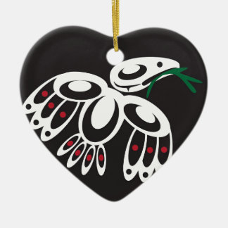 White Raven Ceramic Tree Decoration