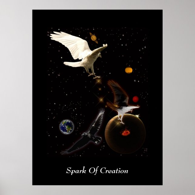 White Raven Fantasy Art Poster (Front)