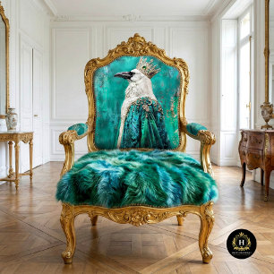 White Raven in Teal Royal Cloak Decoupage Tissue Paper