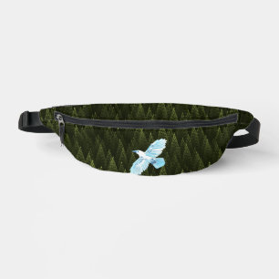 White Raven on Fractal Conifers Bum Bags