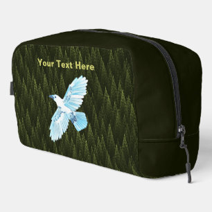 White Raven on Fractal Conifers Dopp Kit