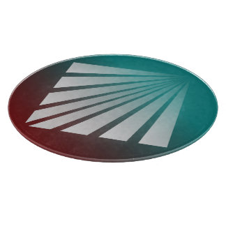 White rays on burgundy teal cutting board
