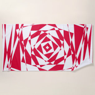 White red abstract illusion beach towel
