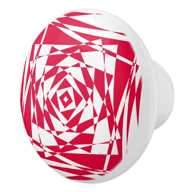 White red abstract illusion  ceramic knob (Right)