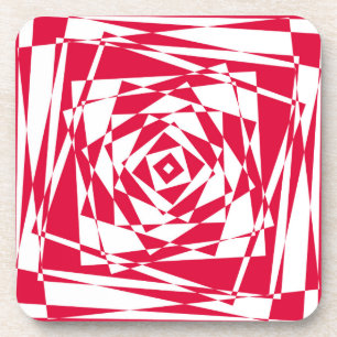 White red abstract illusion coaster