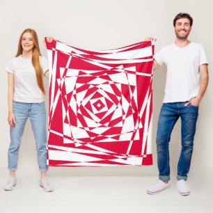 White red abstract illusion  fleece blanket