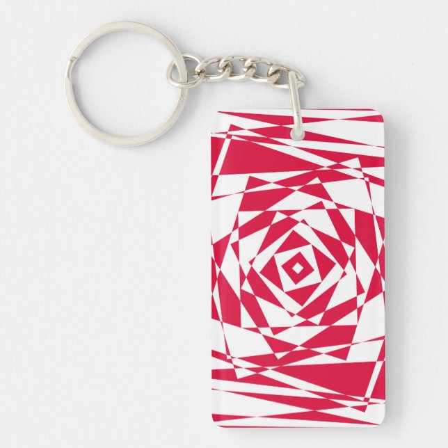 White red abstract illusion  key ring (Front)