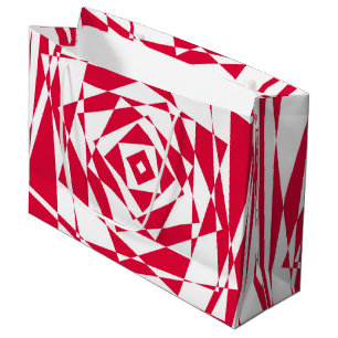 White red abstract illusion large gift bag