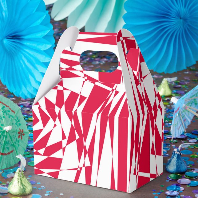 White Red Abstract Illusion Modern Favour Box  (Party)