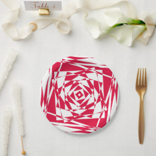 White red abstract illusion  paper plate