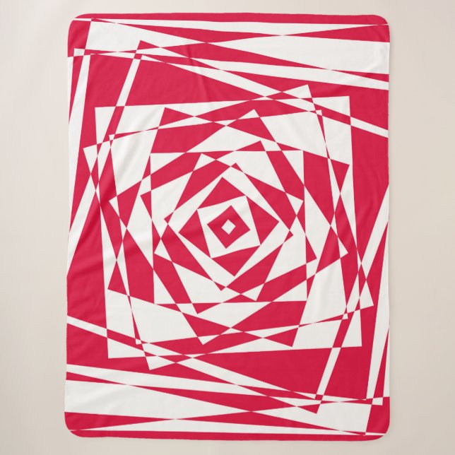 White red abstract illusion  sherpa blanket (Front)
