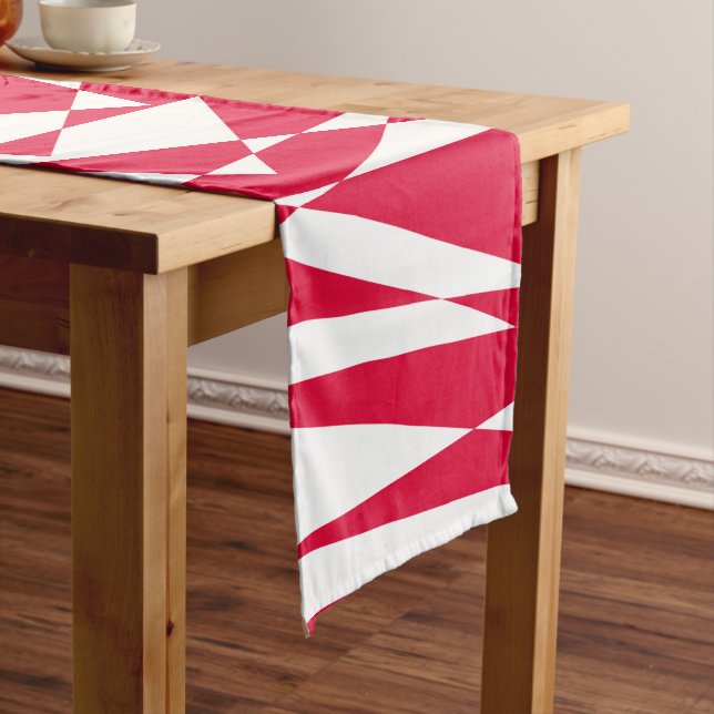 White red abstract illusion  short table runner (In Situ)