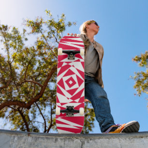 White red abstract illusion  skateboard