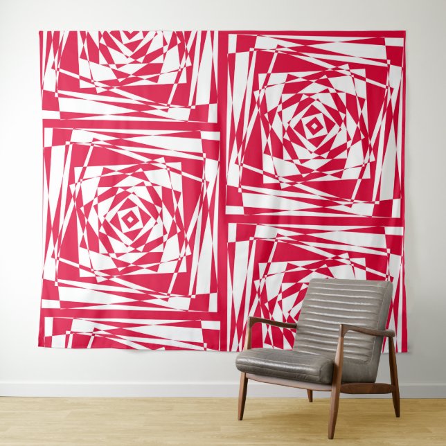 White red abstract illusion  tapestry (In Situ (Horizontal))