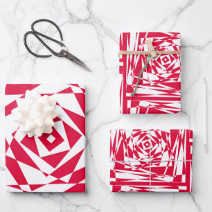 White red abstract illusion wrapping paper sheet