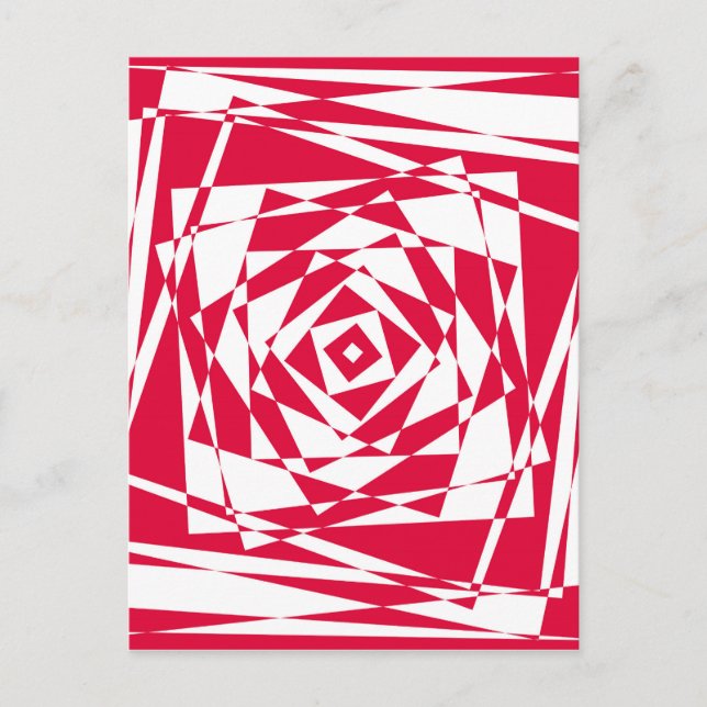 White & Red Abstract Optical Illusion Postcard  (Front)