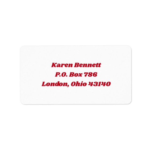 White & Red Address Label (Front)