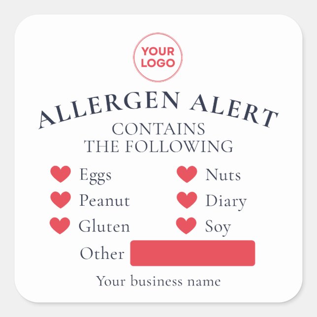 White Red Allergy Alert Bakery Cake Food Sticker (Front)