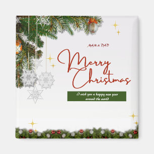White Red and Green Organic Christmas Magnet