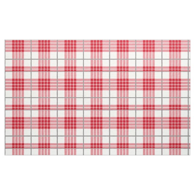 White red and grey plaid geometric pattern fabric (Yard)
