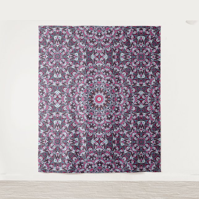 White, red and khaki mandala. tapestry (Front)