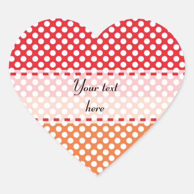 White, Red and Orange Polka Dot Heart Sticker (Front)