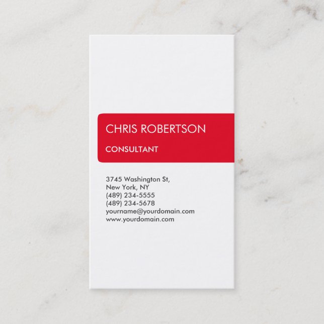 White Red Attractive Charming Business Card (Front)