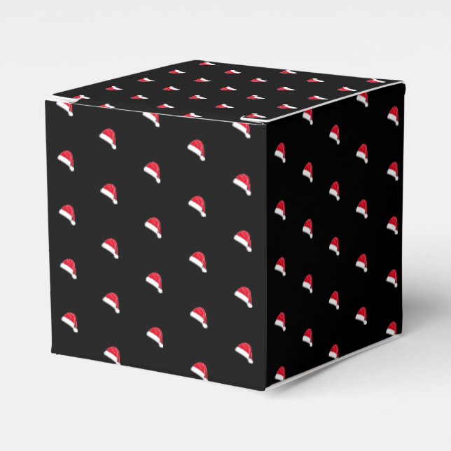 white red black Santa Hat pattern Christmas gift Favour Box (Front Side)