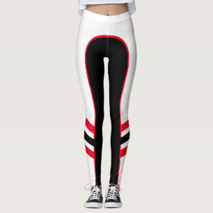 White/Red/Black Side Band Leggings