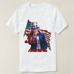 White Red Blue Patriot Uncle Sam on a White T-Shirt