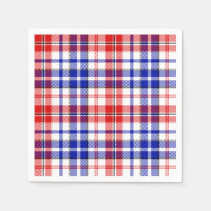 White Red Blue Plaid Tartan Design  Napkin