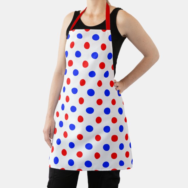 White Red Blue Polka Dots Design  Apron (Insitu)