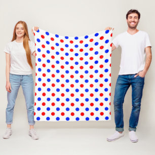 White Red Blue Polka Dots Design Fleece Blanket