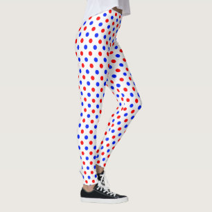 White Red Blue Polka Dots Design  Leggings