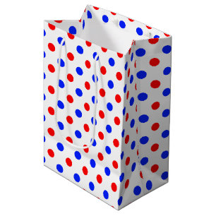 White Red Blue Polka Dots Design  Medium Gift Bag