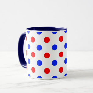White Red Blue Polka Dots Design Mug
