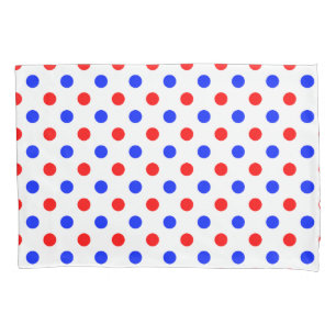 White Red Blue Polka Dots Design  Pillowcase