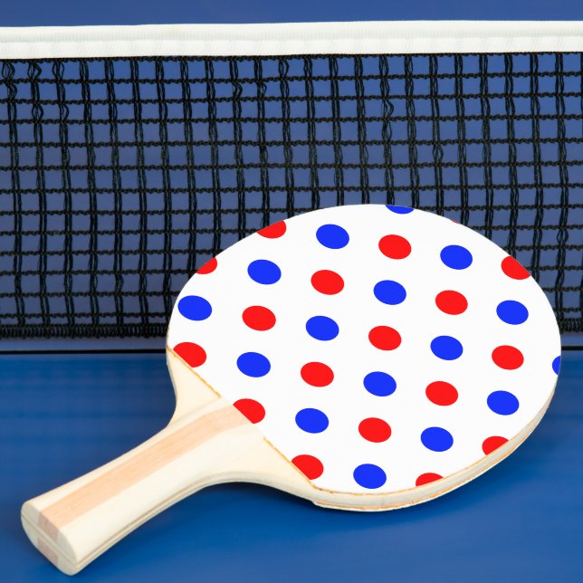 White Red Blue Polka Dots Design  Ping Pong Paddle (Insitu)
