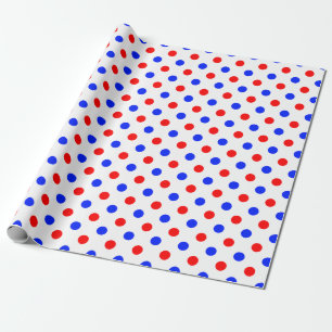 White Red Blue Polka Dots Design  Wrapping Paper