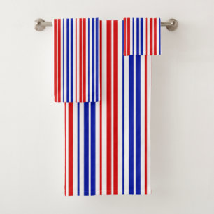 White Red Blue Stripes Pattern   Bath Towel Set