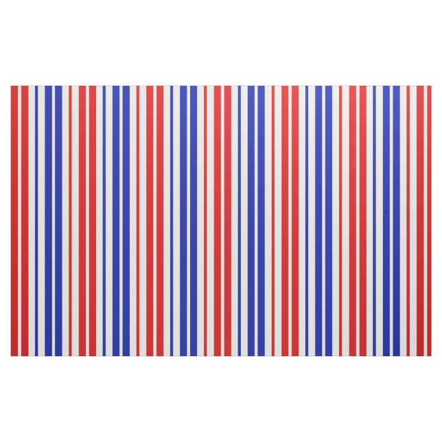 White Red Blue Stripes Pattern   Fabric (Fat Quarter)