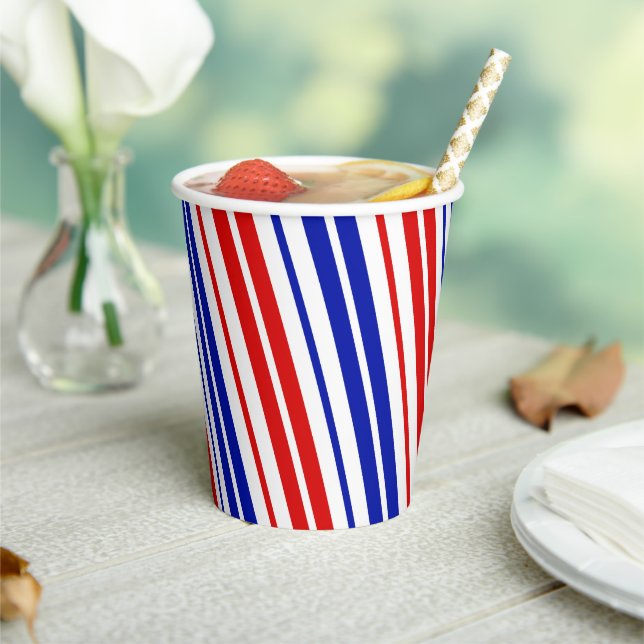 White Red Blue Stripes Pattern   Paper Cups (Insitu)