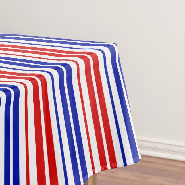 White Red Blue Stripes Pattern   Tablecloth (In Situ)