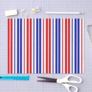 White Red Blue Stripes Pattern   Tissue Paper