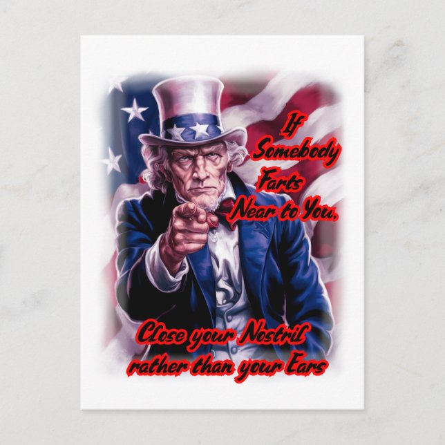 White Red Blue Uncle Sam on a Holiday Postcard (Front)