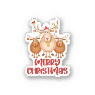 White Red Brown Cute Reindeer Merry Christmas