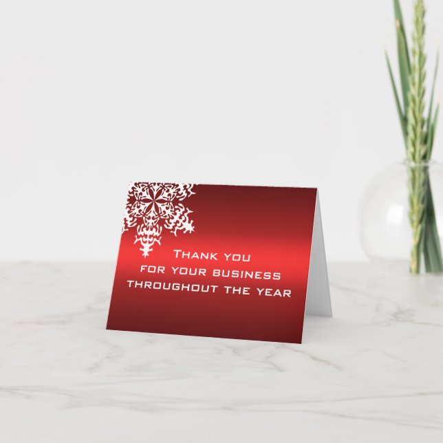 White & Red Business Thank You Note Card (Front)